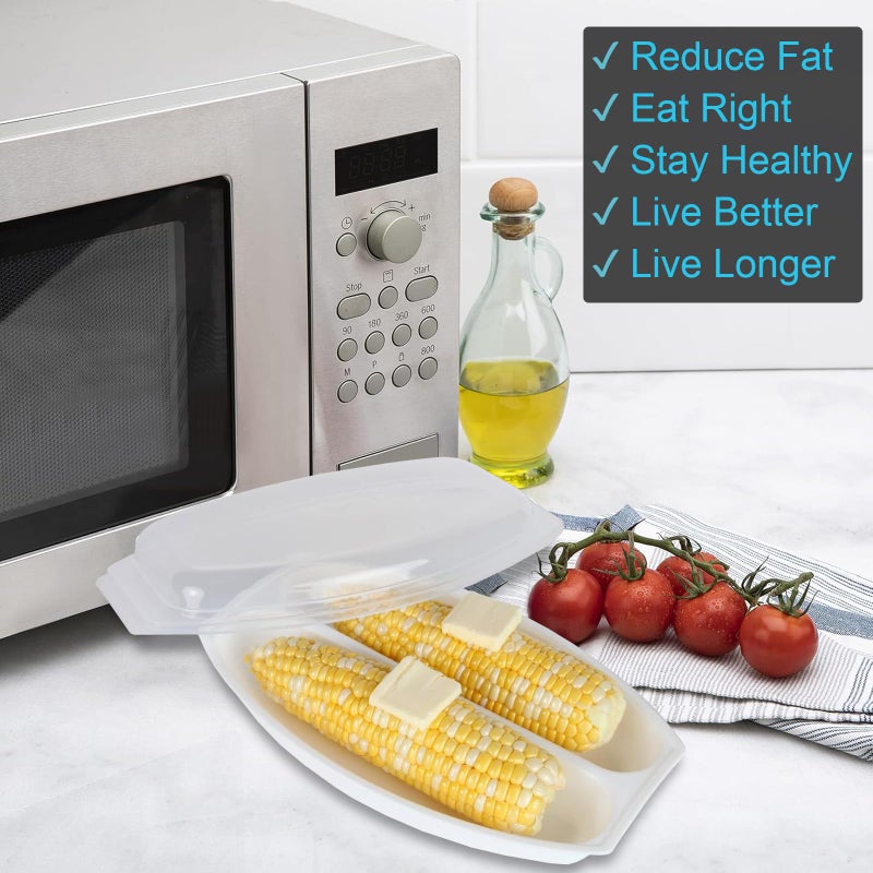 Home-X مبخر الذرة بالميكروويف من هوم-إكس مع غطاء - خالي من BPA، آمن للغسل في غسالة الصحون، غطاء محكم للذرة في الميكروويف لطهي الذرة بشكل لذيذ ومثالي في دقائق - Image 5
